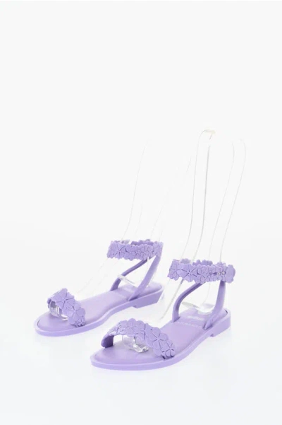 Viktor & Rolf Melissa Rubber Blossom Sandals With Ankle Strap In Purple