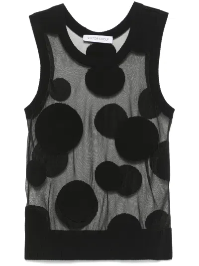 Viktor & Rolf Polka-dot Tank Top In Black