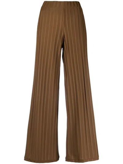 Viktor & Rolf Ribbed-knit Wide-leg Trousers In Brown