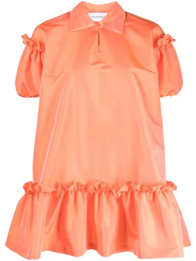 Viktor & Rolf Quilted Short-puff Sleeve Minidress In Orange