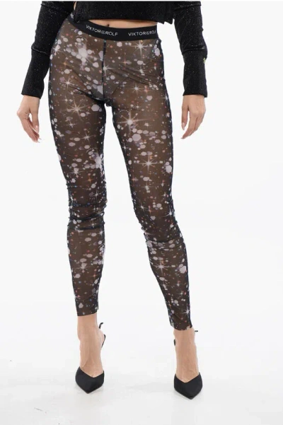 Viktor & Rolf Sparks Print Private Party Sheer Leggings In Black