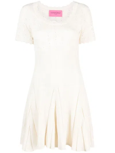 Viktor & Rolf Spinning Threads Cotton-lyocell Knitted Minidress In Neutrals