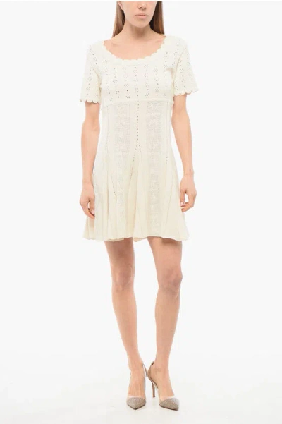 Viktor & Rolf Tulle Flared Spinning Dress With Openwork Detail In White