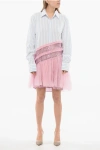 Viktor & Rolf Tulle Pinstriped Chemisier With Tulle Volant