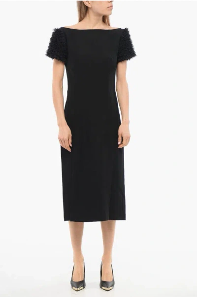 Viktor & Rolf Tulle Sleeved Raglan Dress In Black