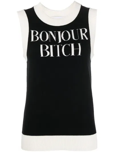 Viktor & Rolf Two-tone Intarsia Knitted Tank Top In Black