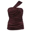 Viktor & Rolf One Shoulder Evening Top In Burgundy Polyester In Red