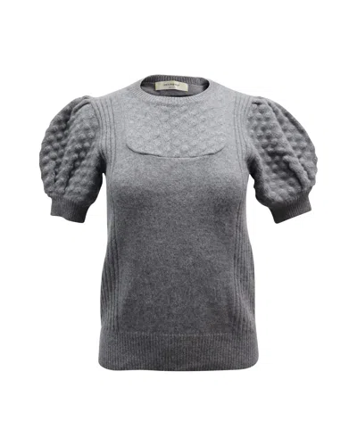 Viktor & Rolf Puffed Sleeve Sweater Top In Grey Wool