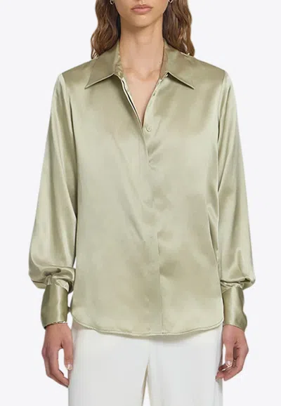 Viktoria & Woods Antidote Silk Long-sleeved Shirt In Endive