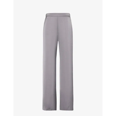 Viktoria & Woods Chauffeur Wide-leg Mid-rise Satin Trousers In Charcoal