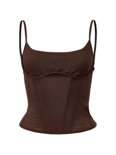 Viktoria & Woods Evocative Corset-style Camisole Top In Brown