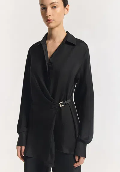 Viktoria & Woods Hercules Silk Wrap Shirt In Black