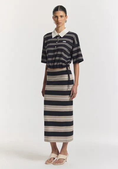Viktoria & Woods Hibiscus Polo In Navy Stripe