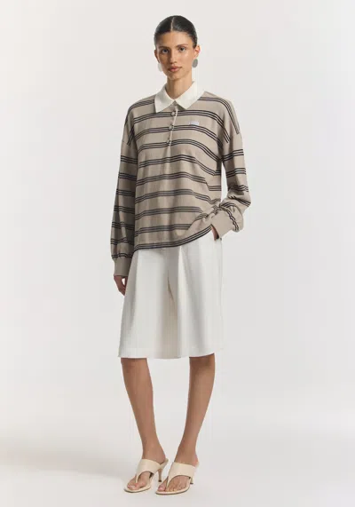 Viktoria & Woods Pinnacle Polo Knit In Ecru Stripe
