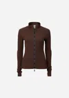 Viktoria & Woods Woods Rib Zip Top In Chestnut
