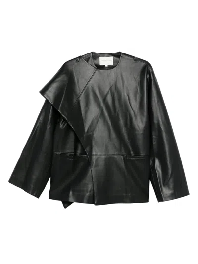 VIKTORIA CHAN ASYMMETRIC FAUX-LEATHER JACKET