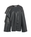 Viktoria Chan Asymmetric Leather Jacket With Innovative Design And Relaxed Fit In Black