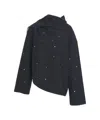 Viktoria Chan Asymmetrical Black Jacket With Rhinestone Embellishments In Black