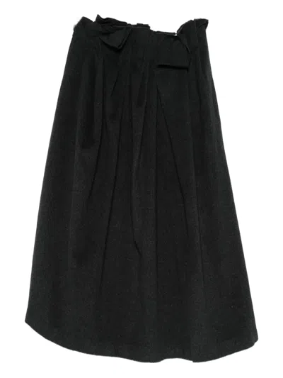 Viktoria Chan Bow-detail Pleated Skirt In Black