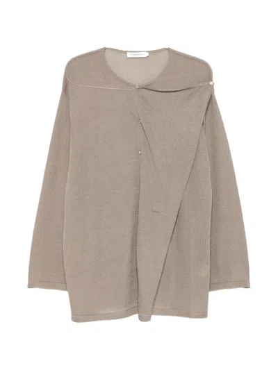 Viktoria Chan Cilla Asymmetric-panel Cardigan In Brown