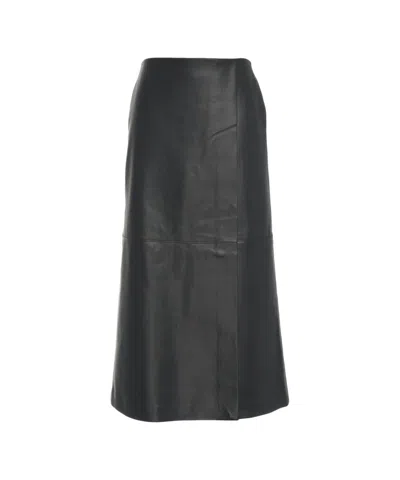 Viktoria Chan Fluid A-line Maxi Skirt In High-quality Faux Leather In Black