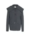 Viktoria Chan Gray Structured Blazer With Wide Collar And Decorative Closure In Gray