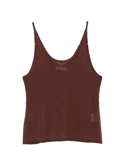 Viktoria Chan Kalida Dot-texture Tank Top In Brown