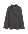 Viktoria Chan Oversized Top With Bow Detail And Checkered Texture In Gray