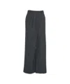 Viktoria Chan Pleated Wide-leg Trousers With High Waist And Tailored Finish In Blue