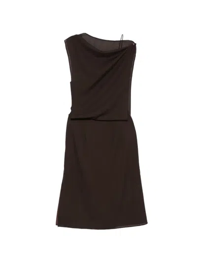 Viktoria Chan Sataya Draped Shif Skirt And Top Set In Brown
