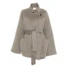Viktoria Chan Wool Coat With Asymmetrical Wrap Closure And Matching Belt In Gray