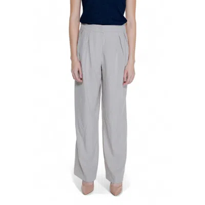 Vila Clothes Beige Polyester Pant In Gold