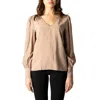 Vila Clothes Beige Silk Blouse In Multi
