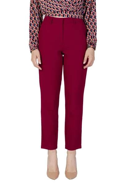 Vila Clothes Bordeaux Polyester Dress Pants In Burgundy
