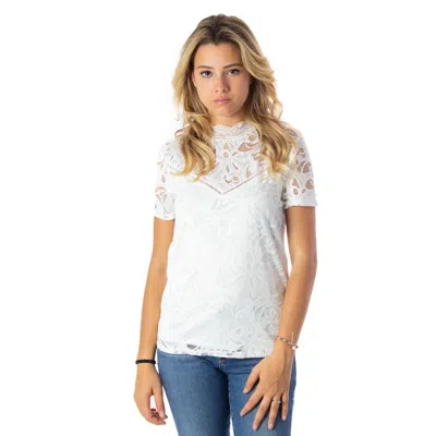 Vila Clothes Cream Polyamide T-shirt In White