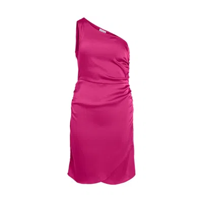 Vila Clothes Fuchsia Polyester Casual Dress In Pink