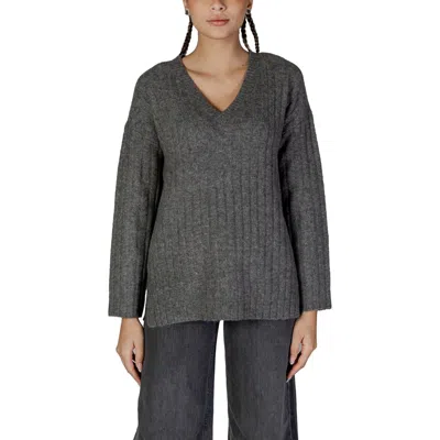 Vila Clothes Gray Acrylic Sweater In Grey
