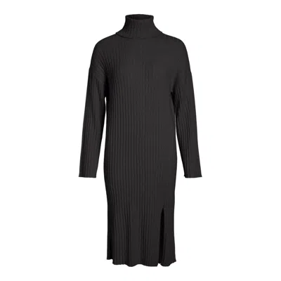 Vila Clothes Gray Nylon Dress In Grey