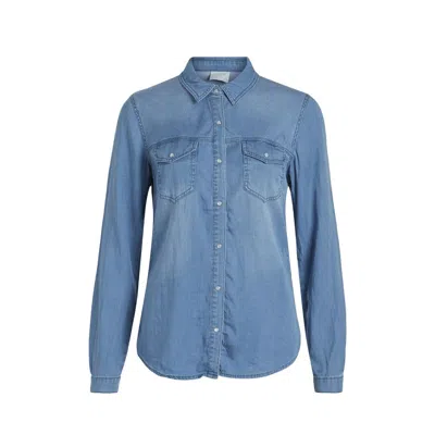Vila Clothes Light Blue Cotton Sweater