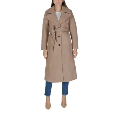 Vila Clothes Polyester Jackets & Women's Coat In Beige