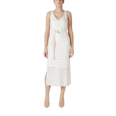Vila Clothes Beige Recycled Polyester Midi In White
