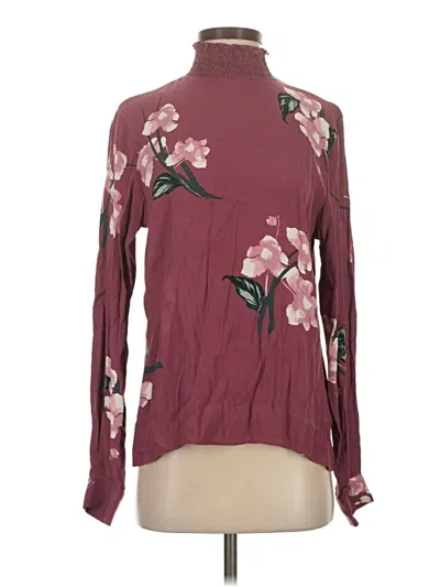 Pre-owned Vila Long Sleeve Blouse In Burgundy