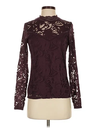 Pre-owned Vila Long Sleeve Blouse In Burgundy