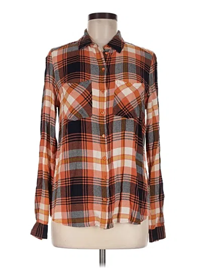 Pre-owned Vila Long Sleeve Button Down Shirt In Orange