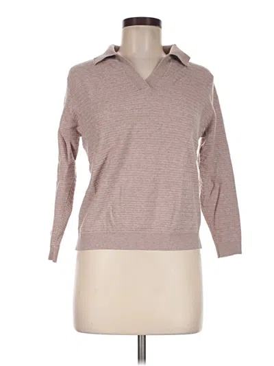 Pre-owned Vila Milano 3/4 Sleeve Top Brown Collared Neckline Tops