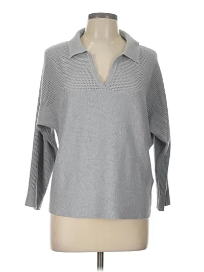Pre-owned Vila Milano 3/4 Sleeve Top Gray Collared Neckline Tops