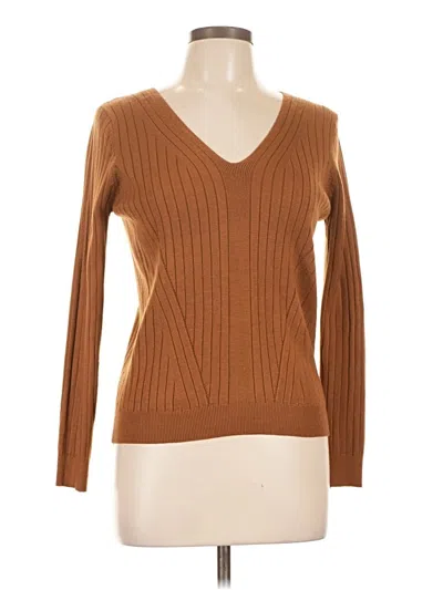 Pre-owned Vila Milano Long Sleeve Top Brown V Neck Tops