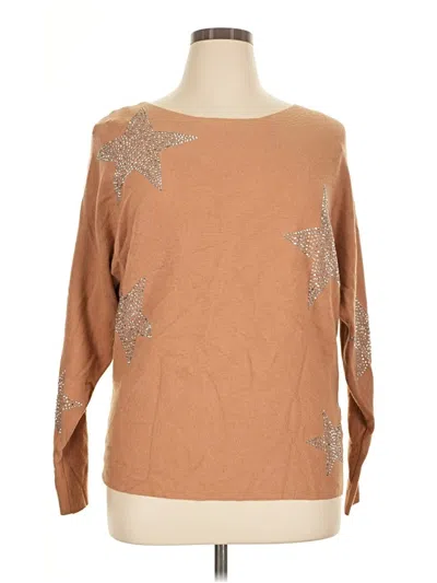 Pre-owned Vila Milano Long Sleeve Top Tan Boatneck Tops