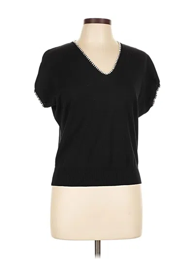 Pre-owned Vila Milano Short Sleeve Top Black V Neck Tops