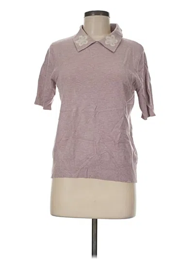 Pre-owned Vila Milano Short Sleeve Top Burgundy Collared Neckline Tops